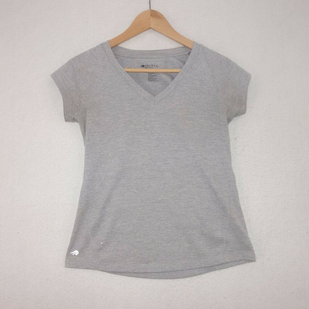 Ideology Rapid Dry Performance V Neck Short Sleeve Tee T-Shirt Gray Size X-Small